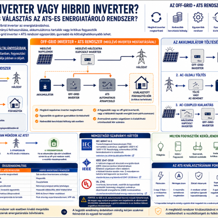 Off-grid inverter és ATS átkapcsoló, valamint hibrid inverteres energiatárolás összehasonlítása